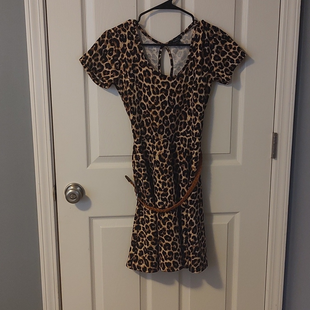Leopard Print Short Sleeve Dress